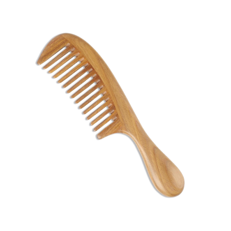 Handmade natural green sandalwood wide-tooth comb | Anti-static, smooths hair, prevents snagging (1 piece)