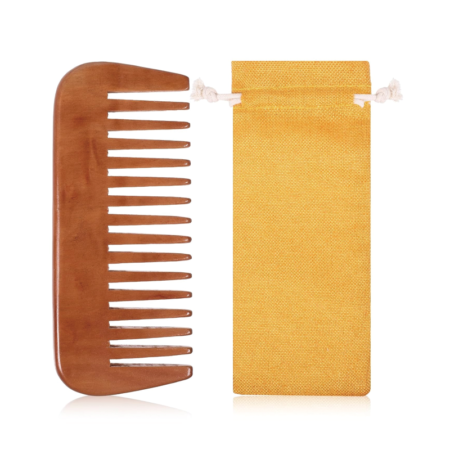 Large bamboo wide-toothed comb | Comes with storage bag | Suitable for thick/curly hair, anti-static detangling comb