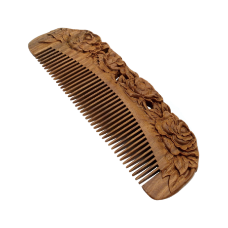 Hand-carved natural sandalwood comb | Anti-static, prevents hair breakage | Suitable for men's beards and women's hair