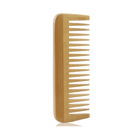 Bamboo wide-tooth comb | Anti-static detangling comb | Suitable for curly, dry, and wet hair (hand-polished)