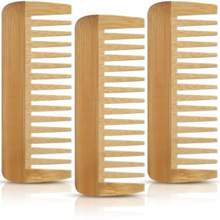 Set of 3 wide-toothed wooden combs | Handleless design | Suitable for curly/long hair and as a shampoo comb