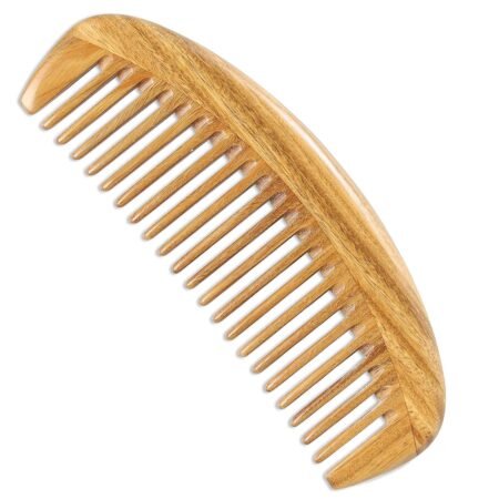 Handmade green sandalwood oval fine-toothed comb | Anti-static, smooths hair, natural sandalwood fragrance